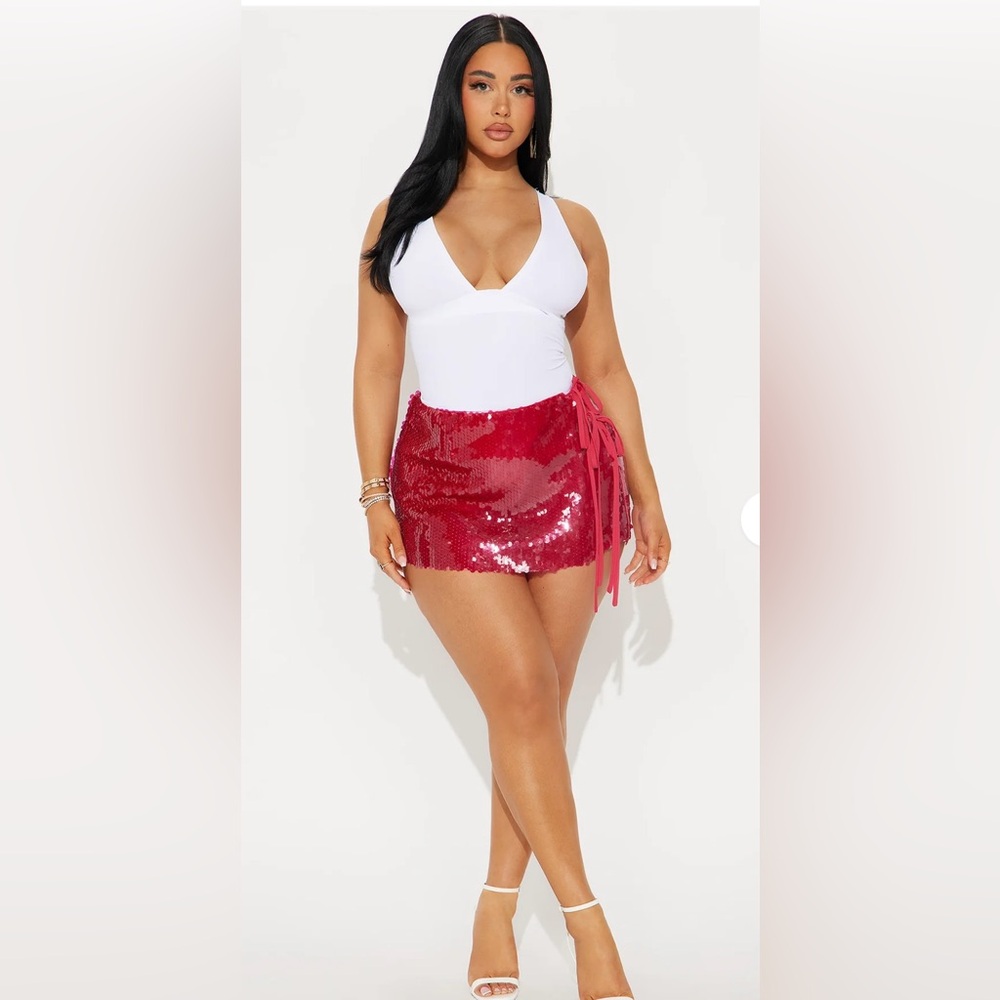 Magenta Sequin Mini Skirt